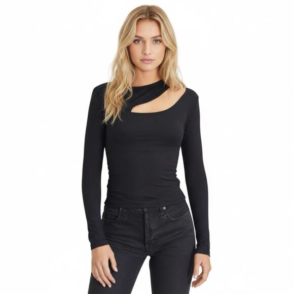 LNA Clothing Black Micah Cut Out Long Sleeve Top - Picture 1 of 6
